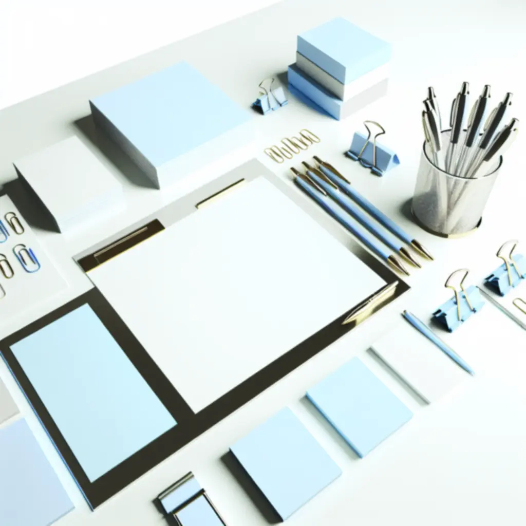 Kiemelt irodaszer szett tollakkal és jegyzetfüzetekkel