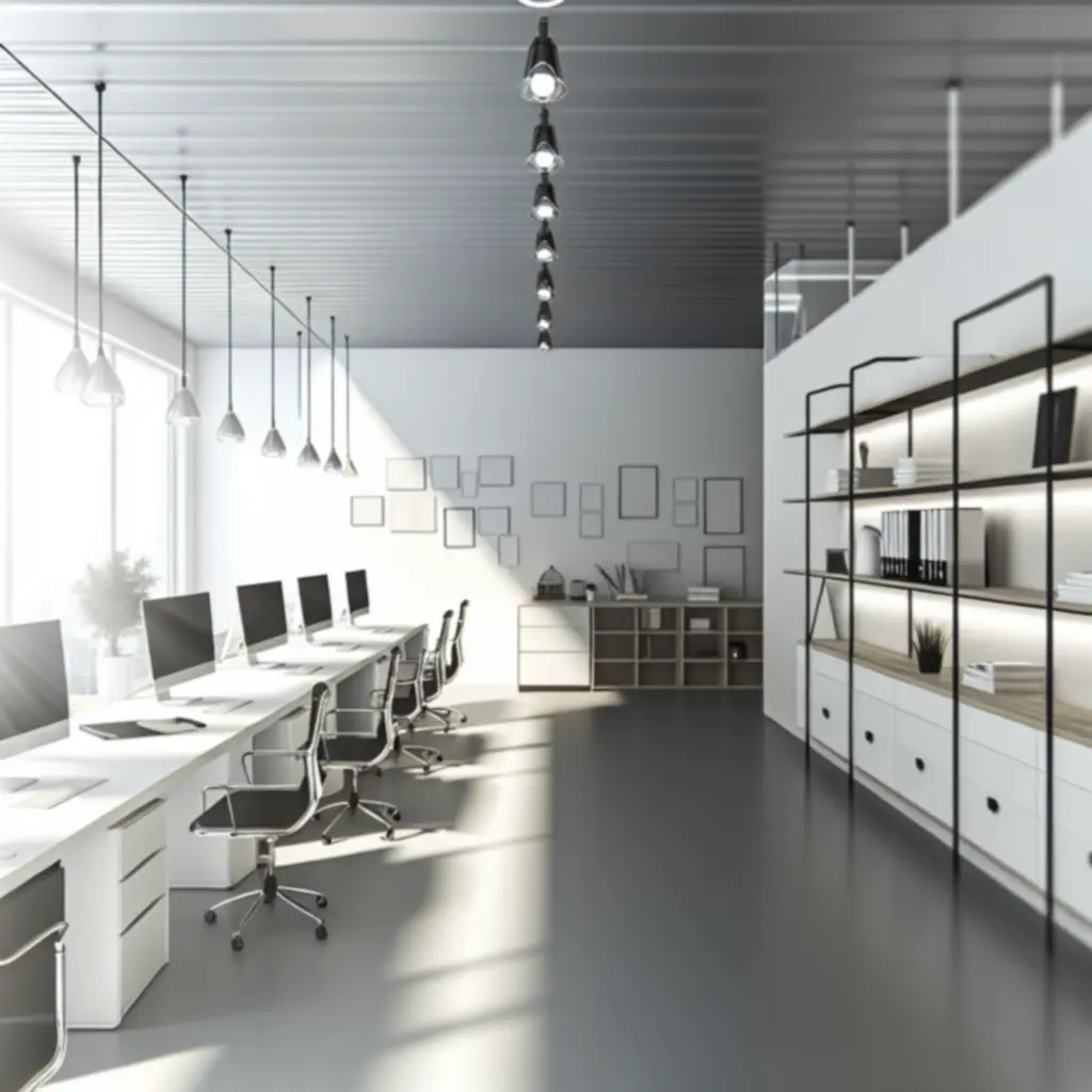 Modern, rendezett irodai környezet irodaszerekkel